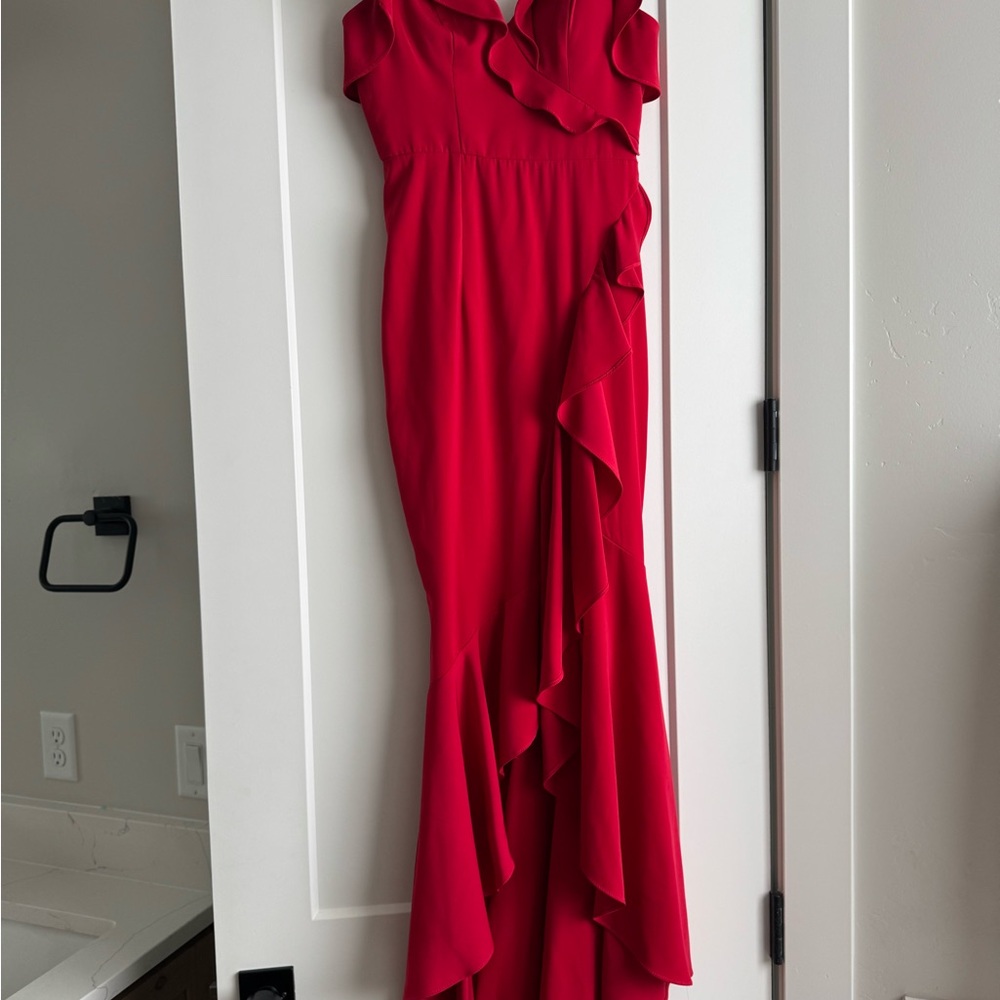 Red Ruffled Gown - Picture 2 of 4